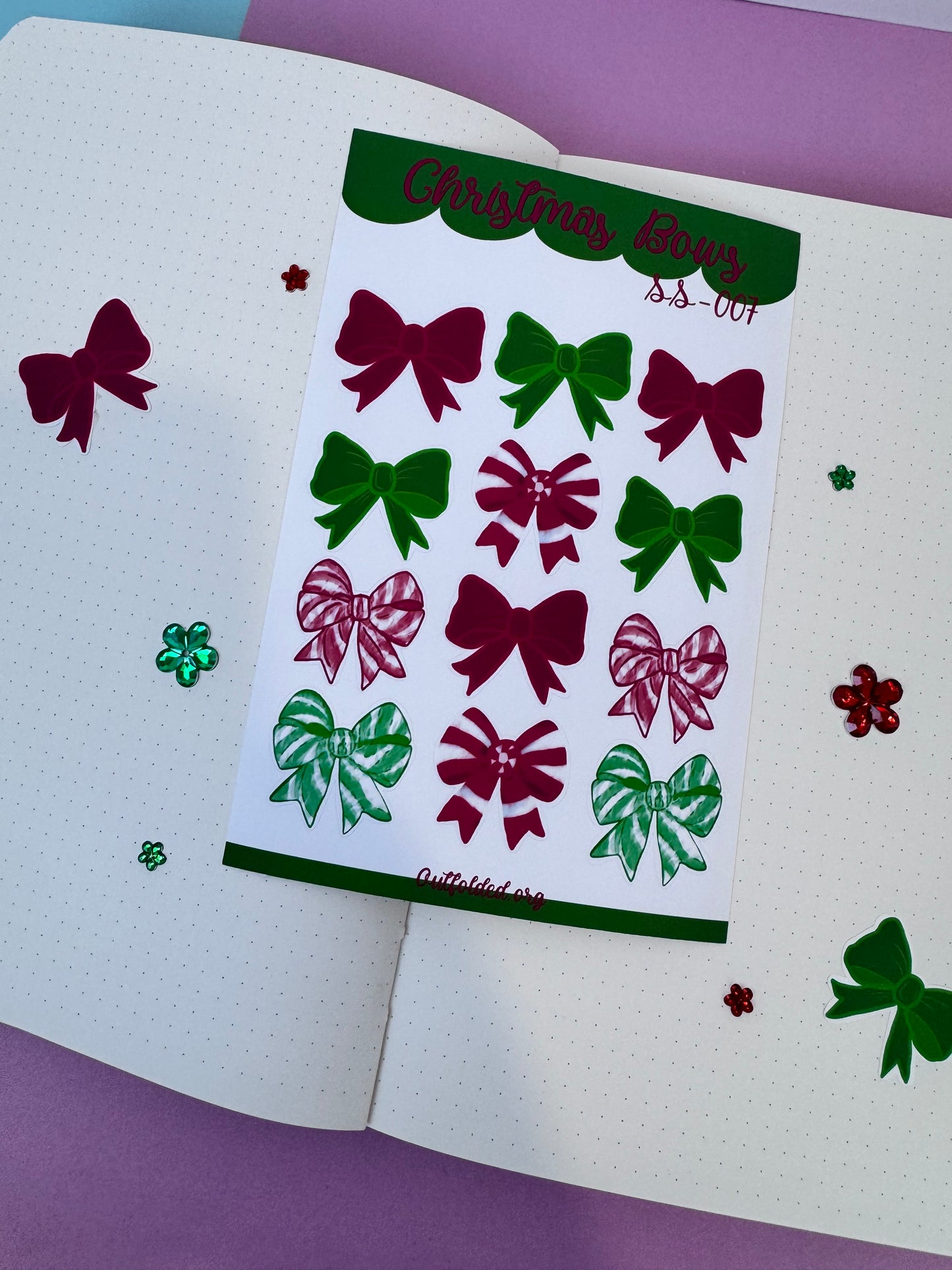 Sticker Sheet Of Pretty Bows- Holiday Planner Stickers
