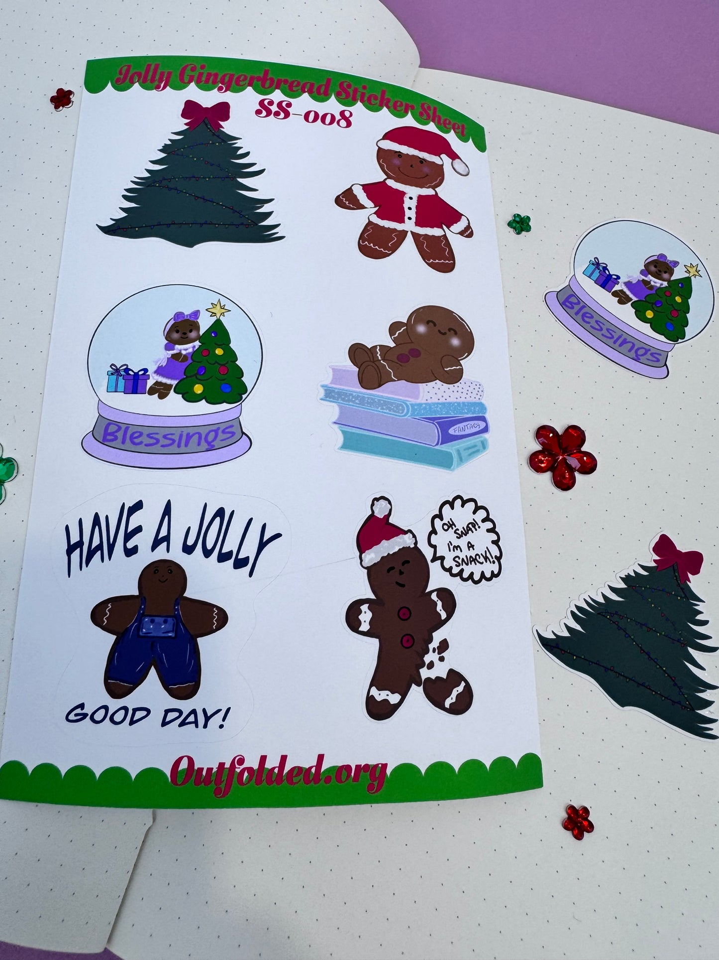 Winter Season Holiday Planner Stickers Featuring Gingerbread Men and Women- Sticker Sheet