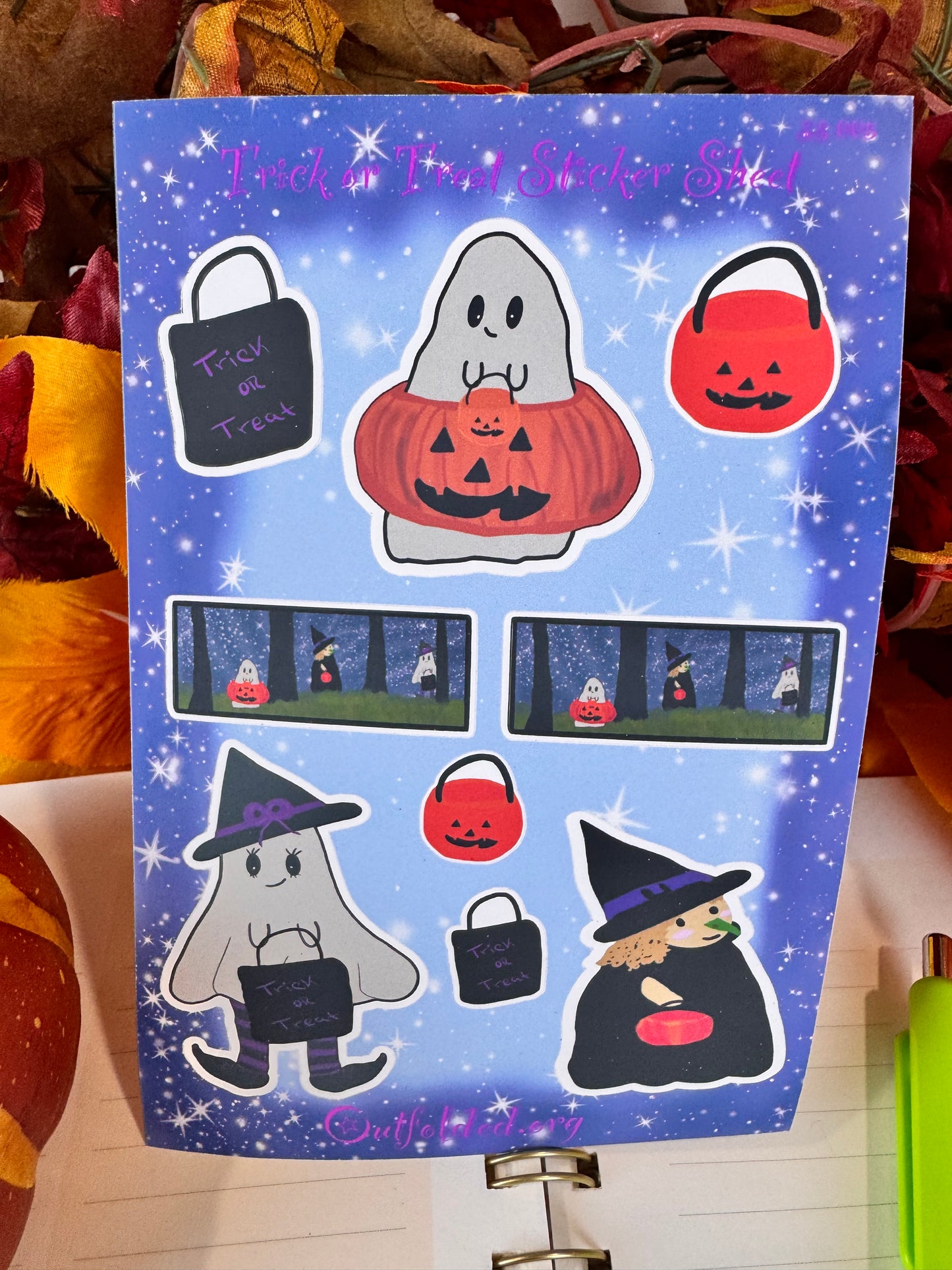 Halloween Trick-or-Treating Buddies Sticker Sheet, 4x6 Sheet with 9 Stickers