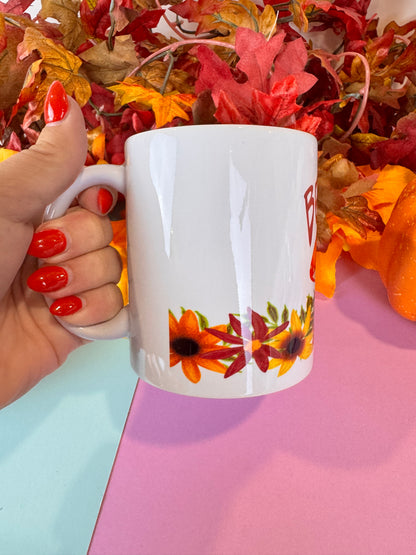 Be Unique Kawaii Cute Fall Coffee Mug, 11 oz White Ceramic Mug
