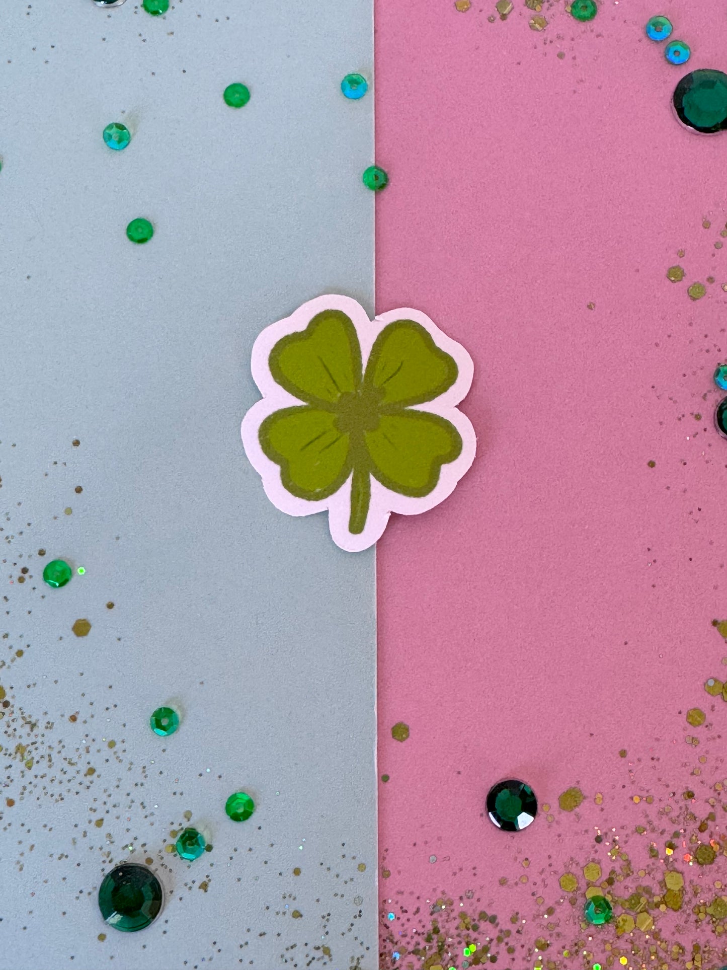 4 Leaf Clover Shamrock Sticker, Hand Drawn St. Patrick's Clover Holographic Matte Sticker For Planners, Journals, Agendas