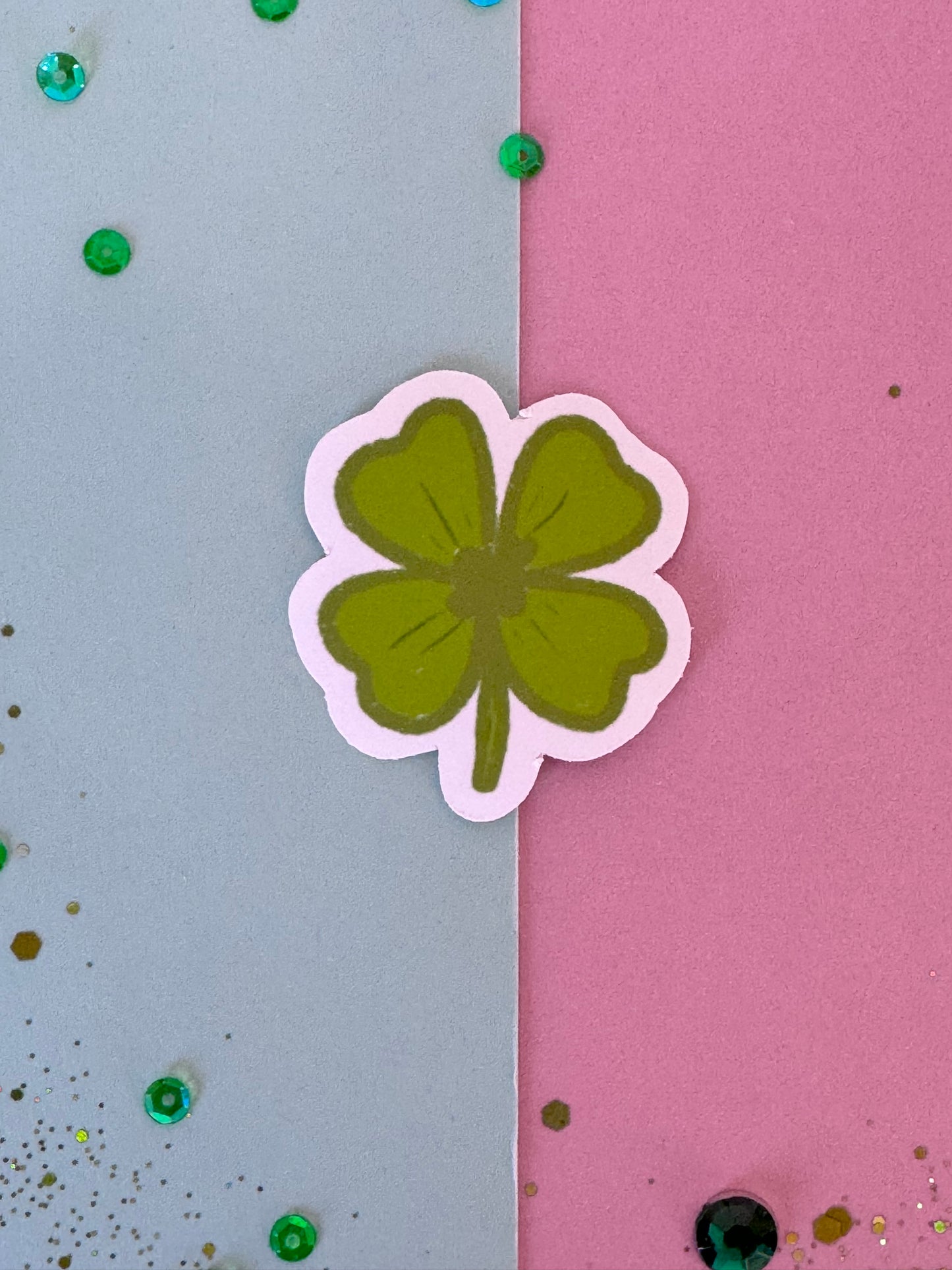 4 Leaf Clover Shamrock Sticker, Hand Drawn St. Patrick's Clover Holographic Matte Sticker For Planners, Journals, Agendas