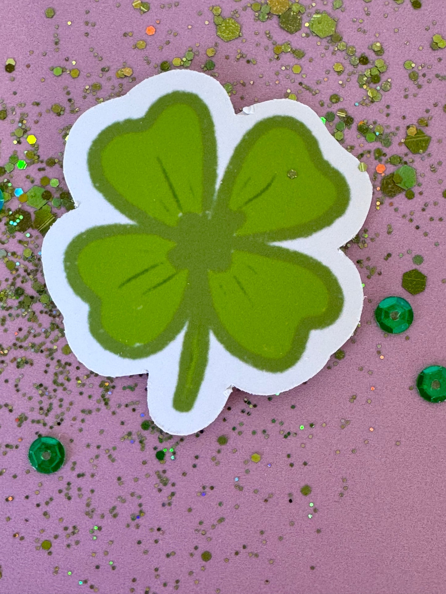 4 Leaf Clover Shamrock Sticker, Hand Drawn St. Patrick's Clover Holographic Matte Sticker For Planners, Journals, Agendas
