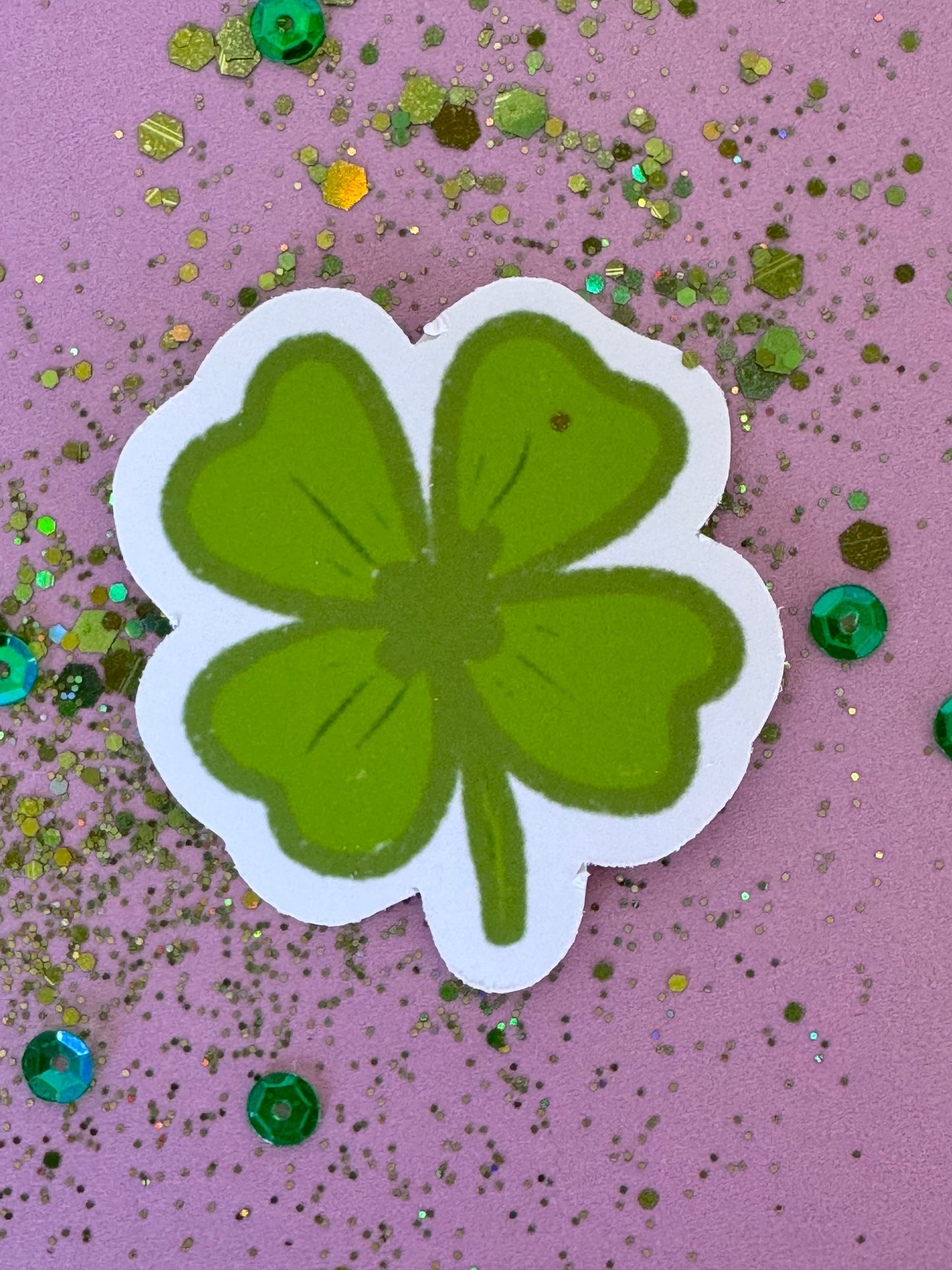 4 Leaf Clover Shamrock Sticker, Hand Drawn St. Patrick's Clover Holographic Matte Sticker For Planners, Journals, Agendas