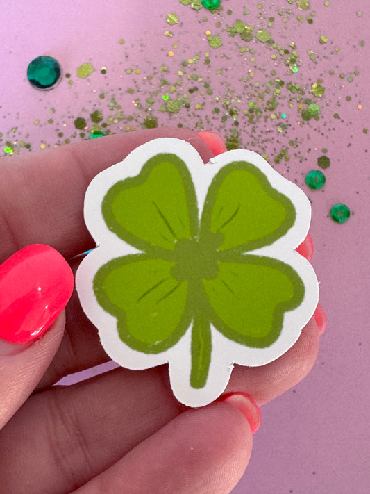 4 Leaf Clover Shamrock Sticker, Hand Drawn St. Patrick's Clover Holographic Matte Sticker For Planners, Journals, Agendas