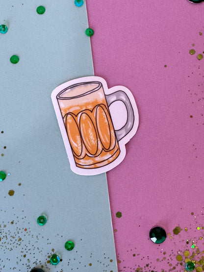 Mug of Beer Sticker, Cheers Laminated or Matte Sticker For Planners, Journals, Agendas