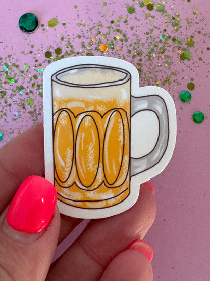 Mug of Beer Sticker, Cheers Laminated or Matte Sticker For Planners, Journals, Agendas