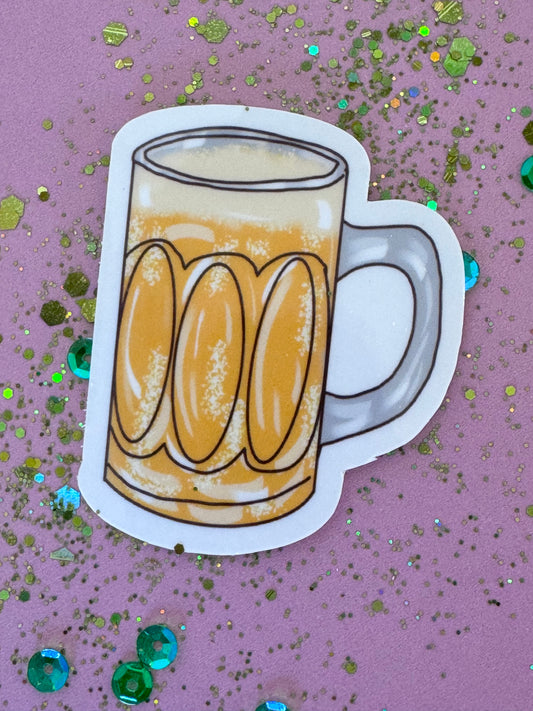 Mug of Beer Sticker, Cheers Laminated or Matte Sticker For Planners, Journals, Agendas