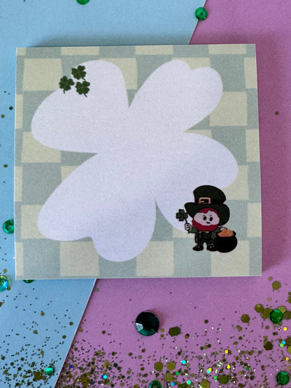 Lucky Leprechaun Sticky Notes | 3x3 Sticky Note Pad | Hand Drawn Four Leaf Clover Memo Pad | St. Patrick's Day Notes | Cute Office Supplies