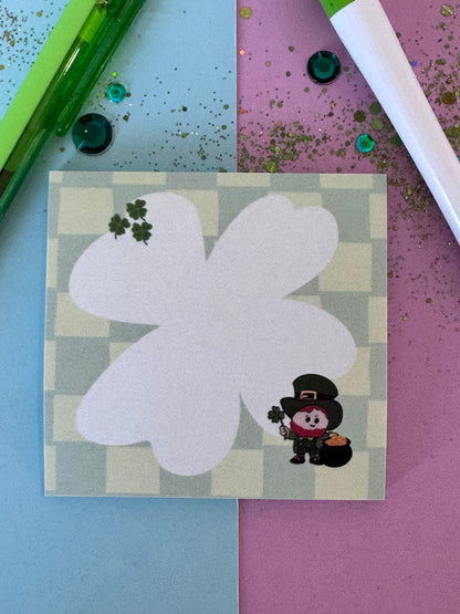 Lucky Leprechaun Sticky Notes | 3x3 Sticky Note Pad | Hand Drawn Four Leaf Clover Memo Pad | St. Patrick's Day Notes | Cute Office Supplies