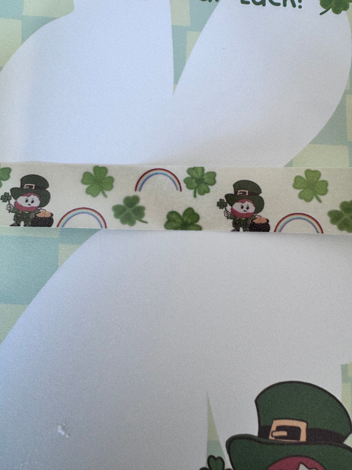 St. Patrick's Day Washi Tape With Rainbows and Lucky 4 Leaf Clovers