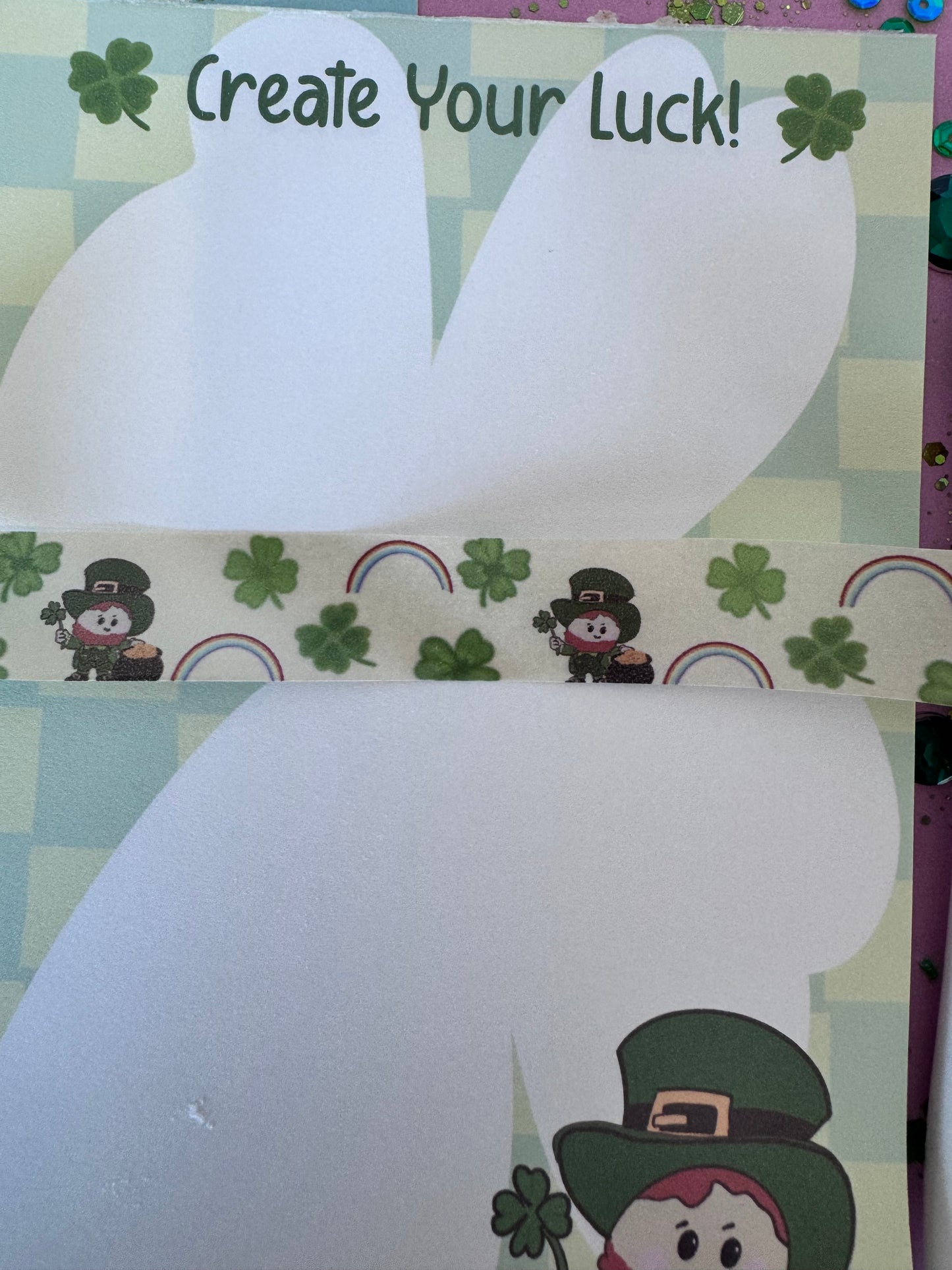 St. Patrick's Day Washi Tape With Rainbows and Lucky 4 Leaf Clovers