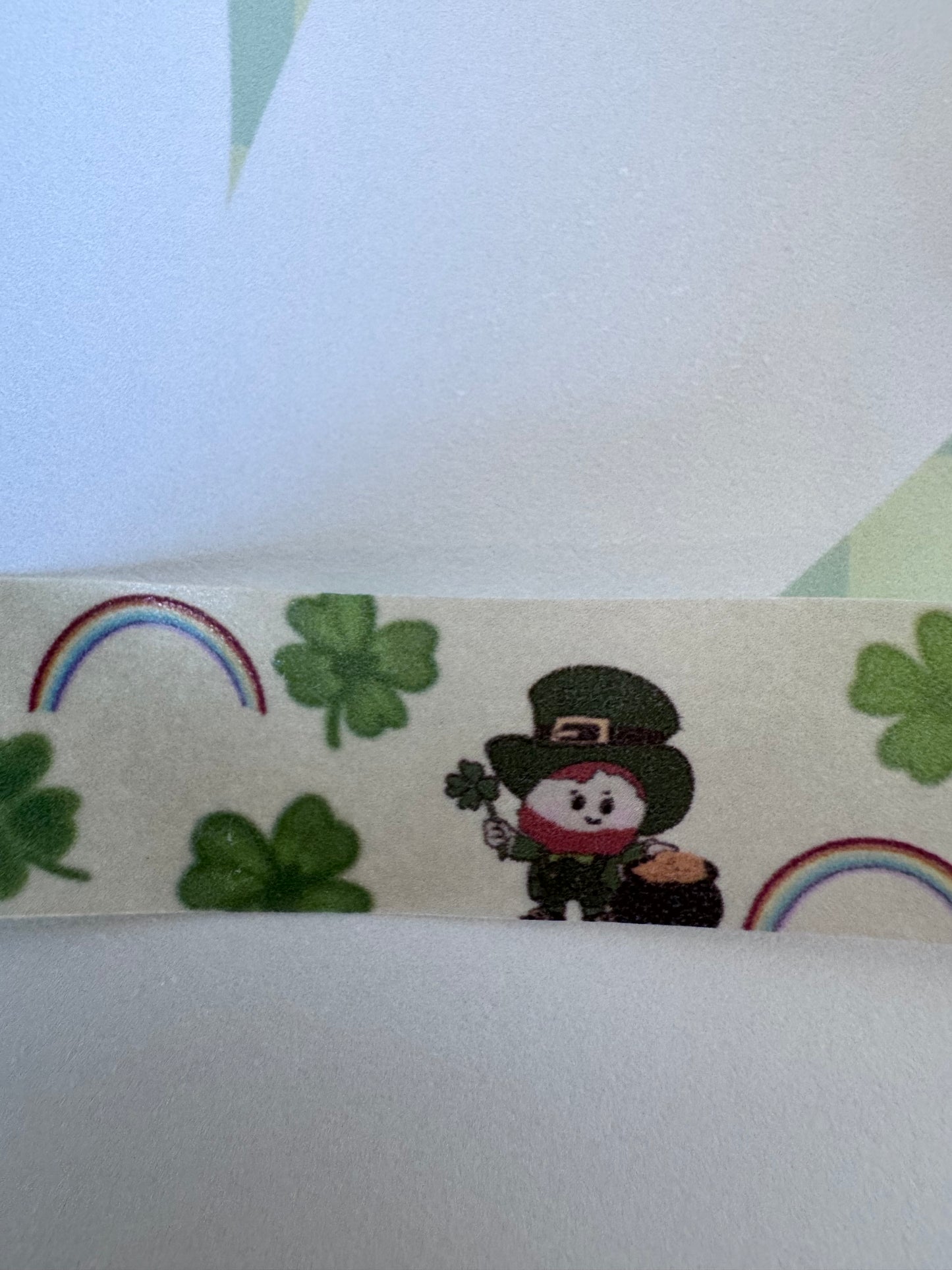 St. Patrick's Day Washi Tape With Rainbows and Lucky 4 Leaf Clovers