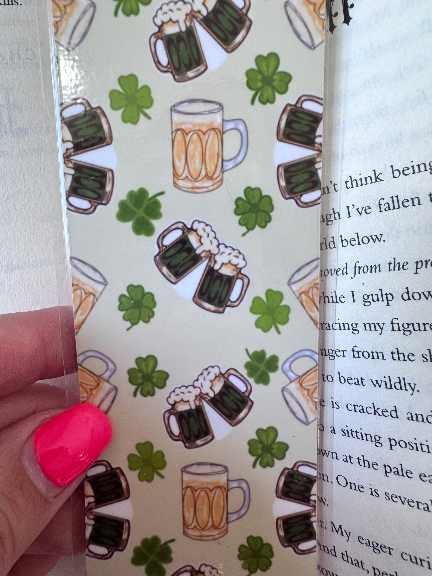 Beer Themed Bookmark, Beer Mug Repeating Pattern Handmade Laminated Book Accessory