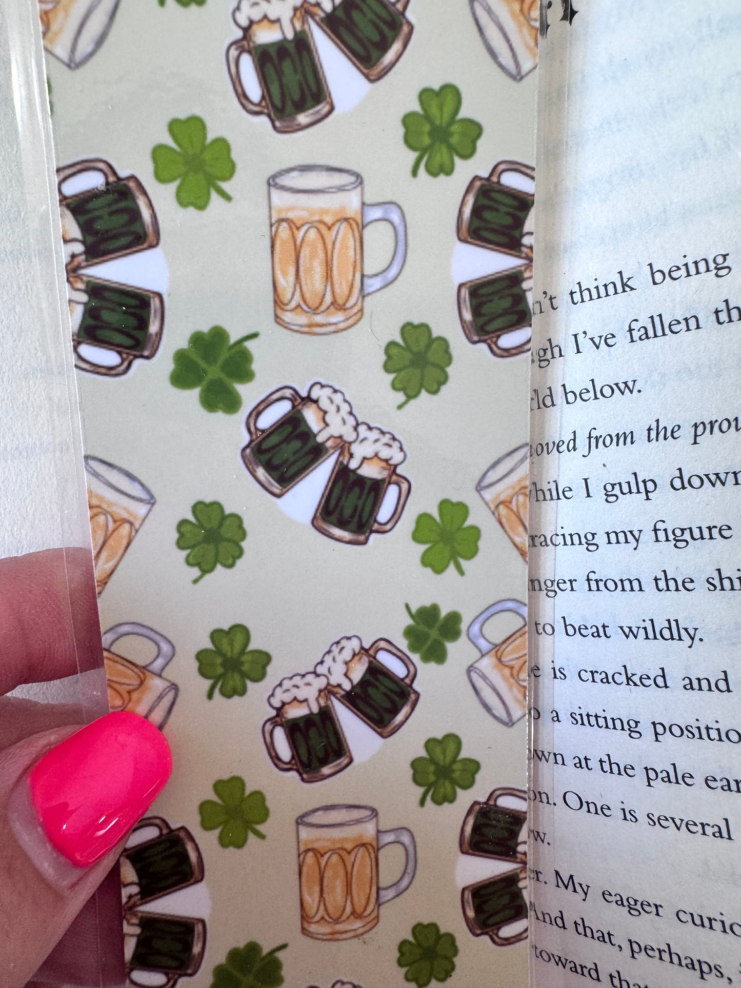 Beer Themed Bookmark, Beer Mug Repeating Pattern Handmade Laminated Book Accessory