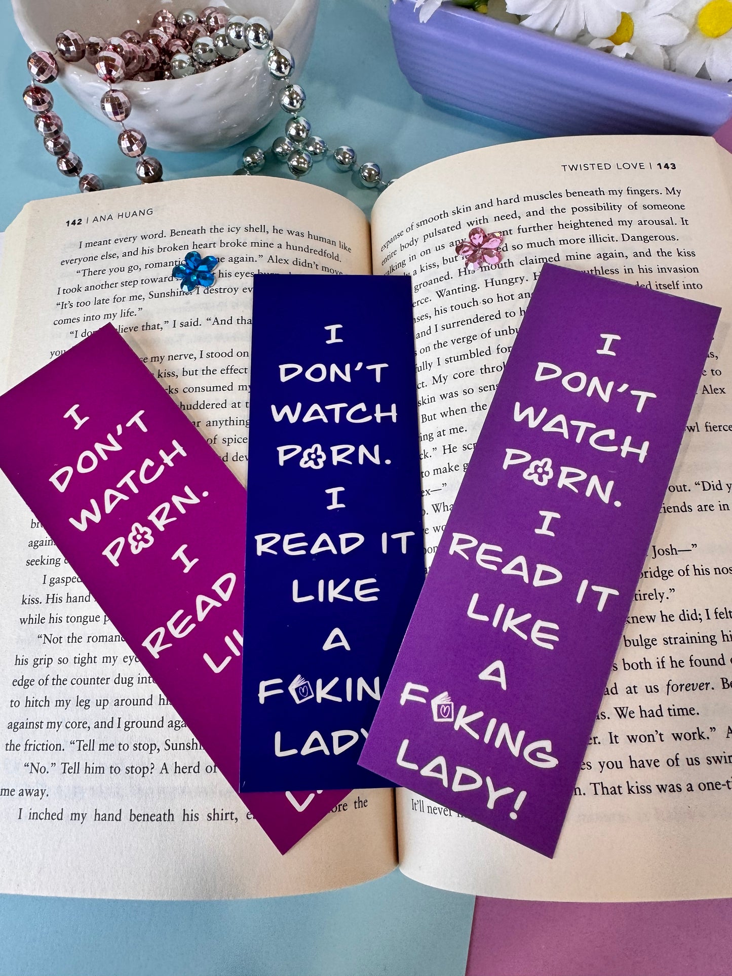 Spicy Book Lovers Bookmark, Funny Adult Page Saver, 1 Bookmark in Pink, Purple, Or Blue