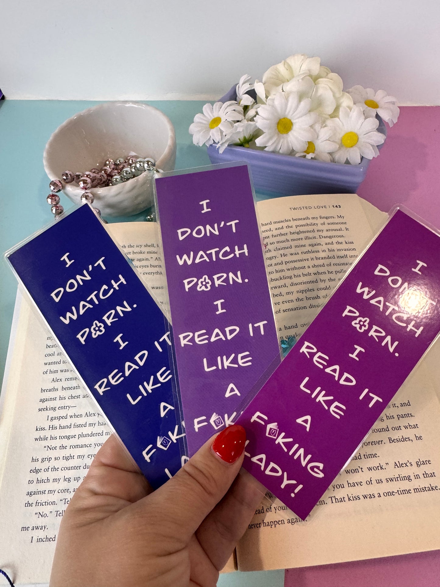 Spicy Book Lovers Bookmark, Funny Adult Page Saver, 1 Bookmark in Pink, Purple, Or Blue