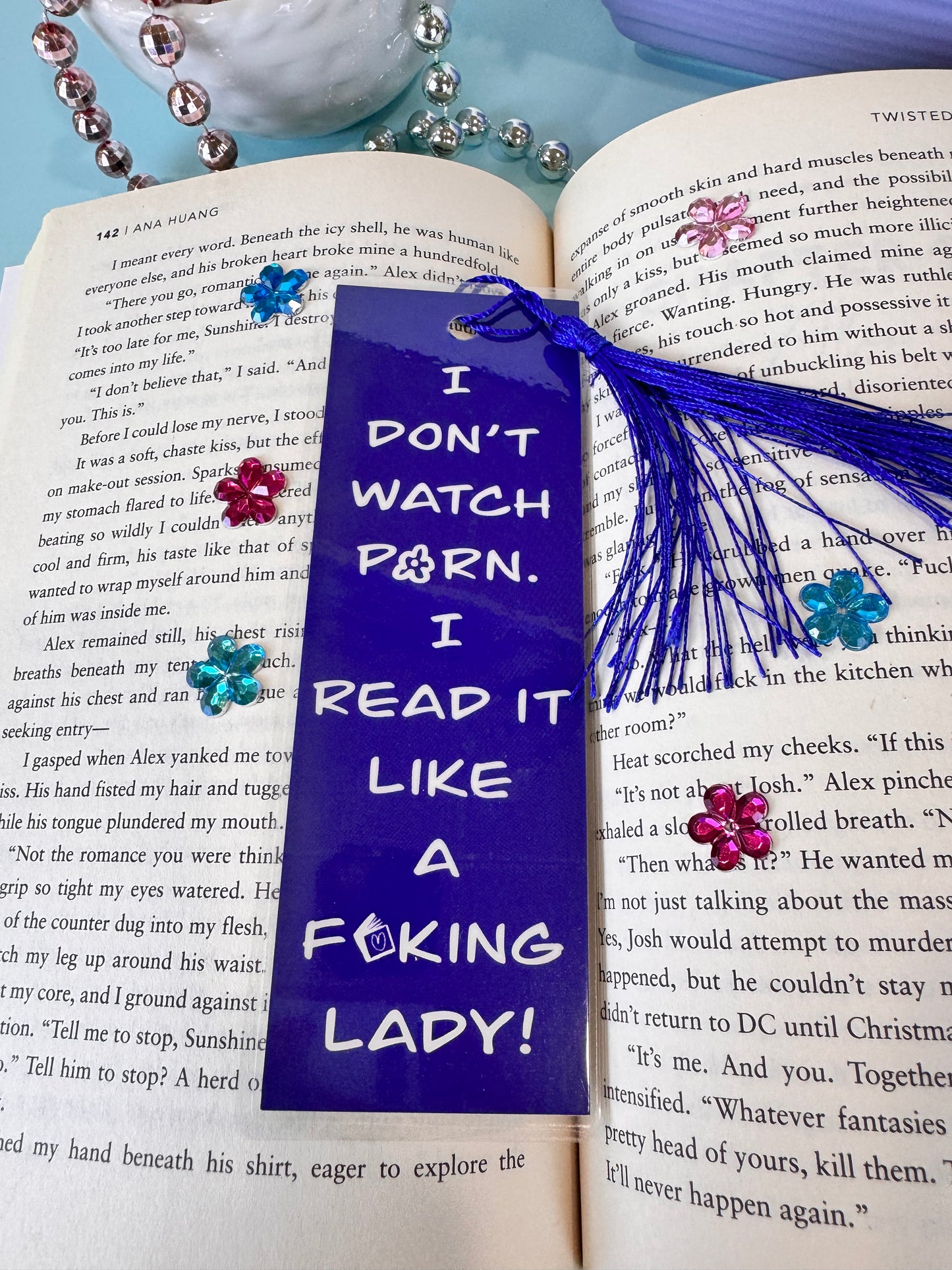 Spicy Book Lovers Bookmark, Funny Adult Page Saver, 1 Bookmark in Pink, Purple, Or Blue