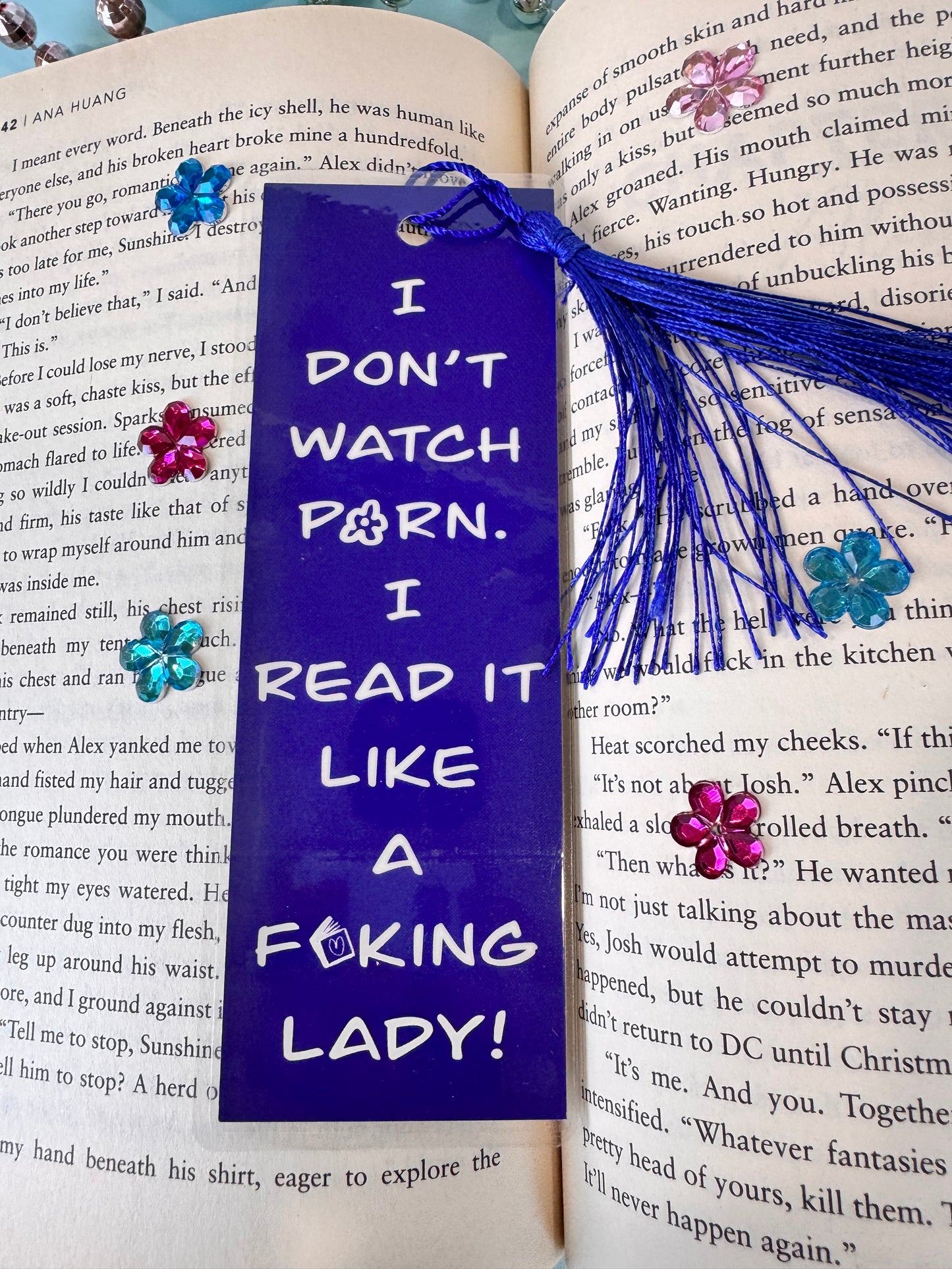 Spicy Book Lovers Bookmark, Funny Adult Page Saver, 1 Bookmark in Pink, Purple, Or Blue