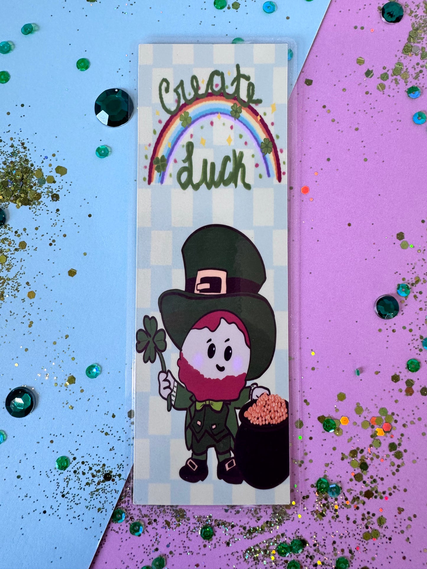St. Patrick's Day Bookmark, Create Your Luck Inspirational Handmade Bookmark