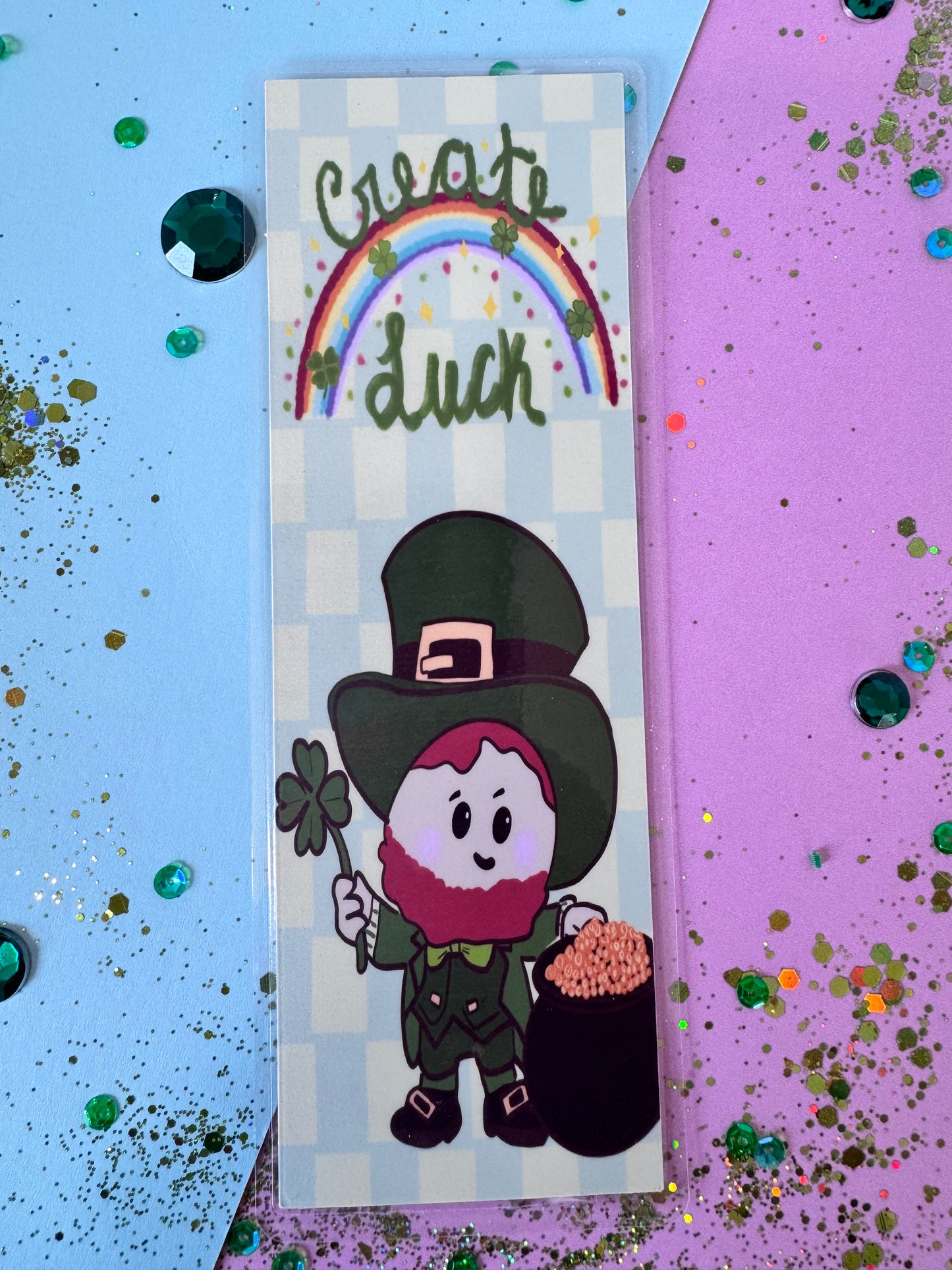 St. Patrick's Day Bookmark, Create Your Luck Inspirational Handmade Bookmark