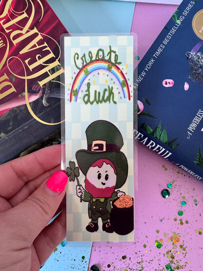 St. Patrick's Day Bookmark, Create Your Luck Inspirational Handmade Bookmark