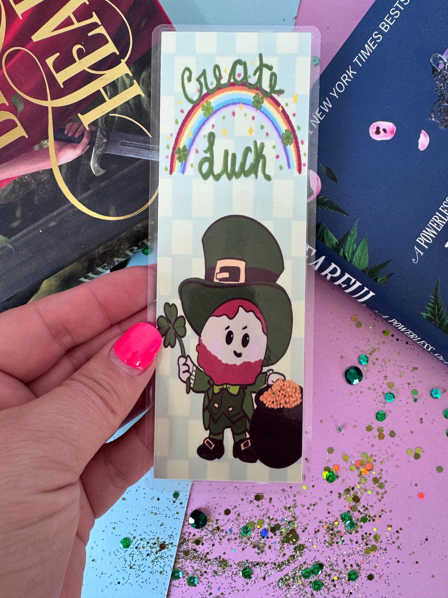 St. Patrick's Day Bookmark, Create Your Luck Inspirational Handmade Bookmark