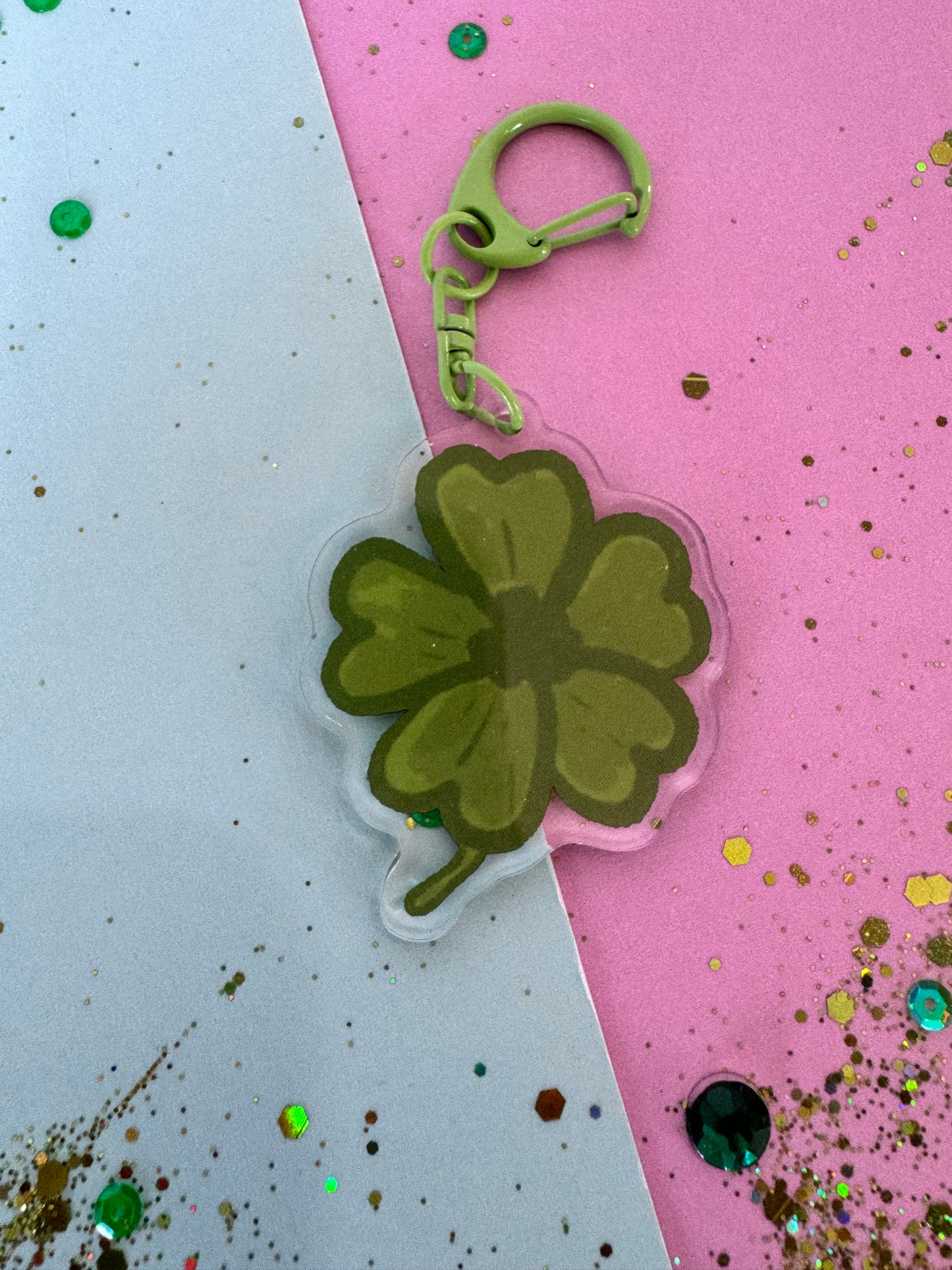 4 Leaf Clover Acrylic Keychain, Shamrock Keychain