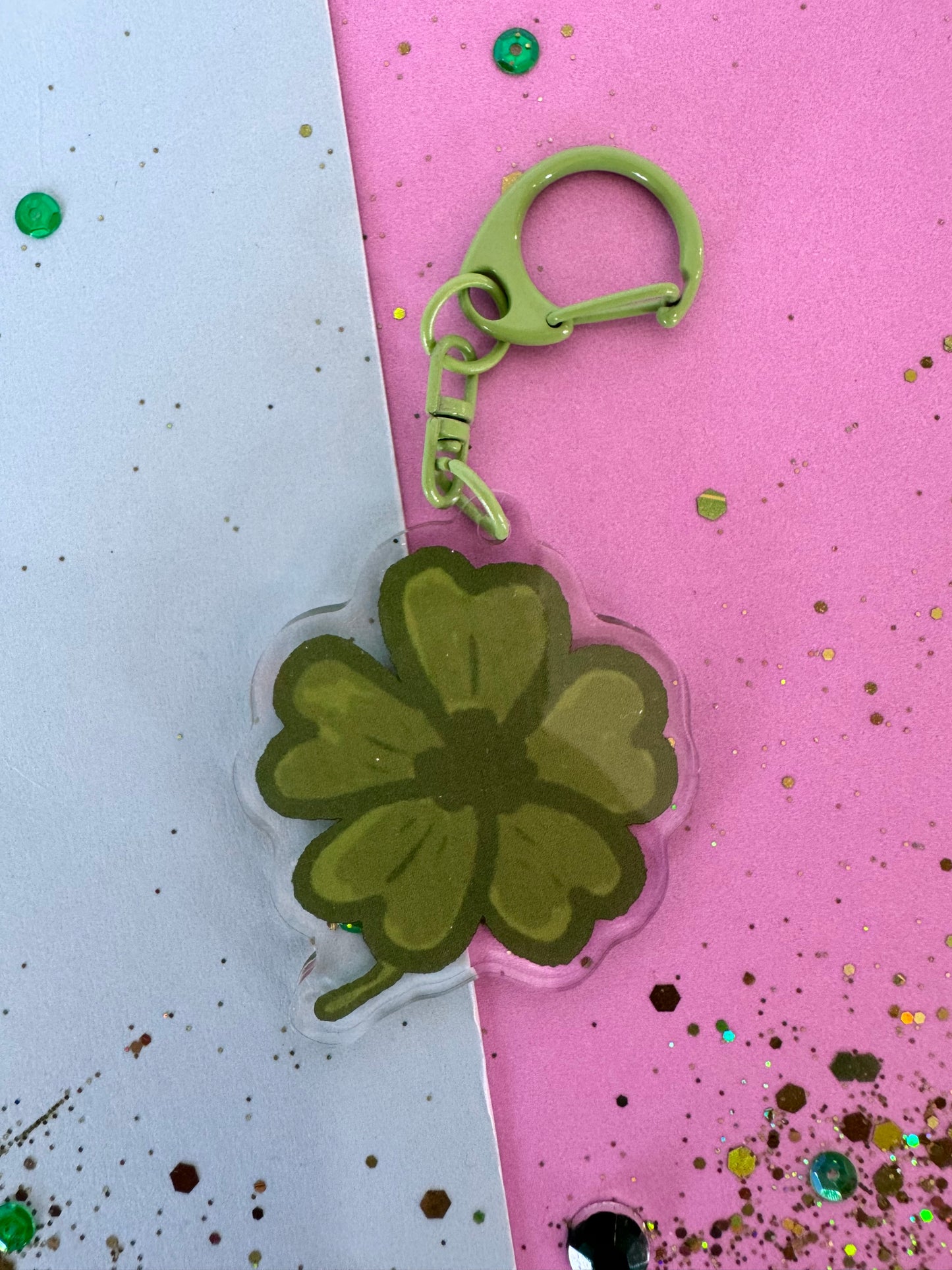 4 Leaf Clover Acrylic Keychain, Shamrock Keychain