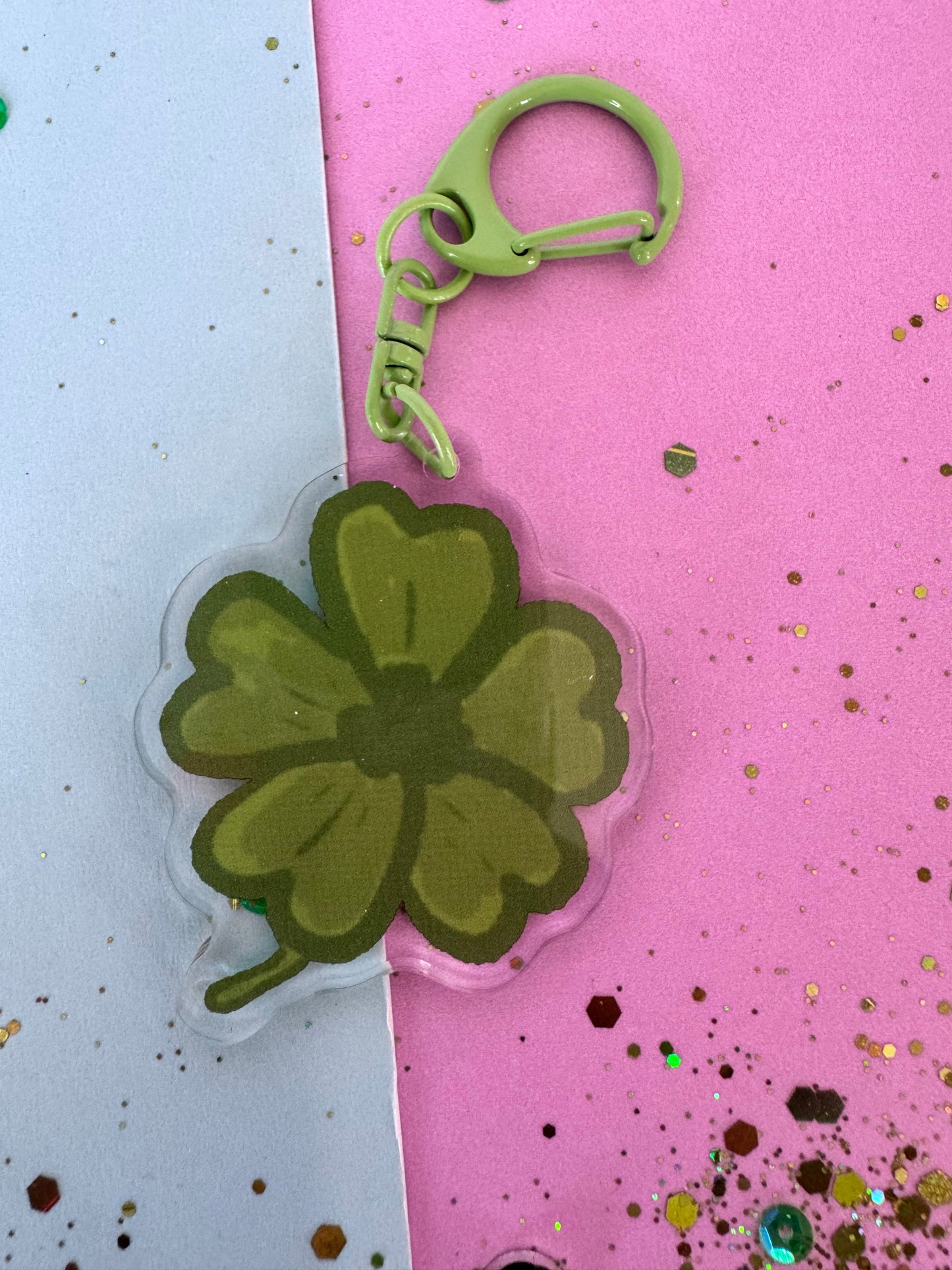 4 Leaf Clover Acrylic Keychain, Shamrock Keychain