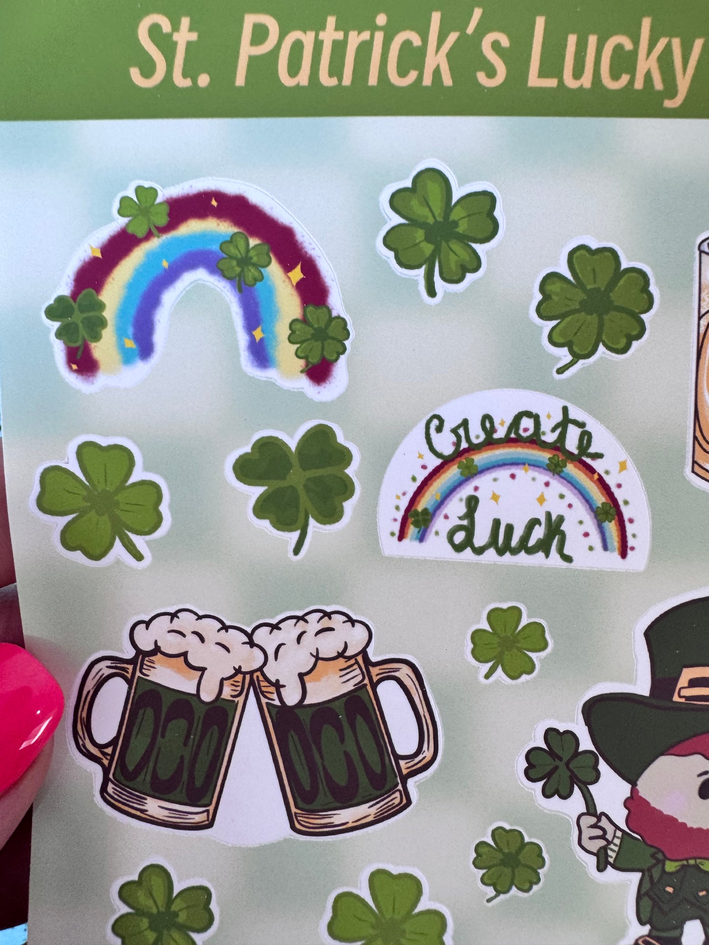 St. Patrick's Day Sticker Sheet For Lucky Planner Pages