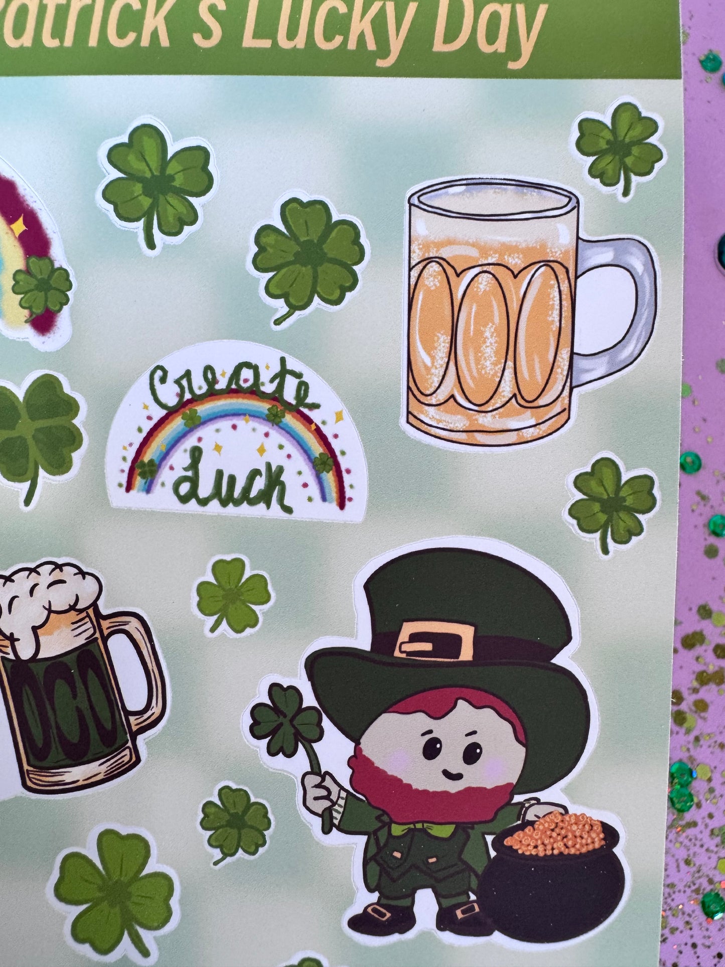 St. Patrick's Day Sticker Sheet For Lucky Planner Pages