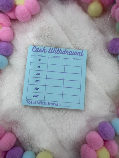 Mini Cash Withdrawal Pad - Handmade Bank Withdrawal Notepad
