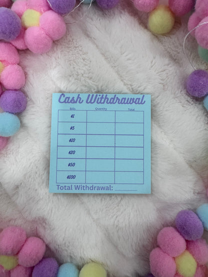 Mini Cash Withdrawal Pad - Handmade Bank Withdrawal Notepad
