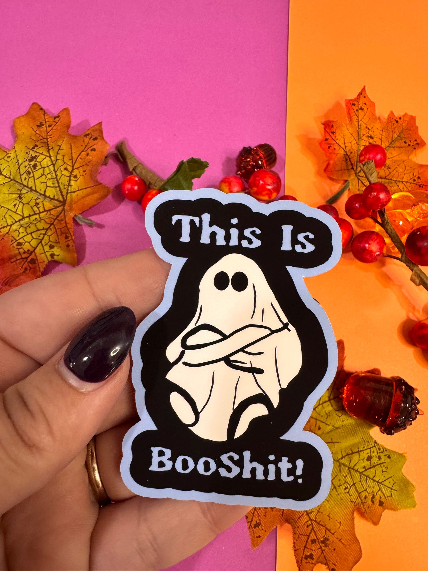 This Is Booshit Angry Ghost Halloween Die Cut Sticker