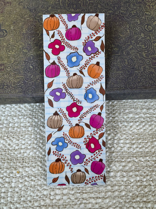 Fall Laminated Bookmark with Pumpkins & Flowers