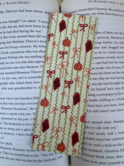 Fall Girly Reader Bookmark – Pumpkins, Books & Bows