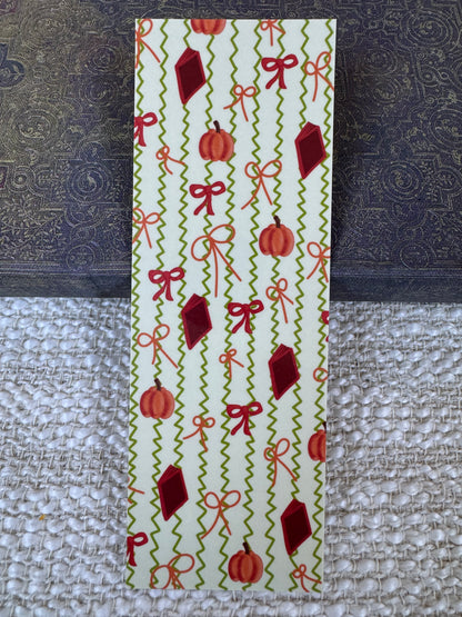 Fall Girly Reader Bookmark – Pumpkins, Books & Bows
