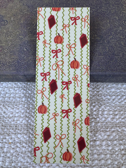 Fall Girly Reader Bookmark – Pumpkins, Books & Bows