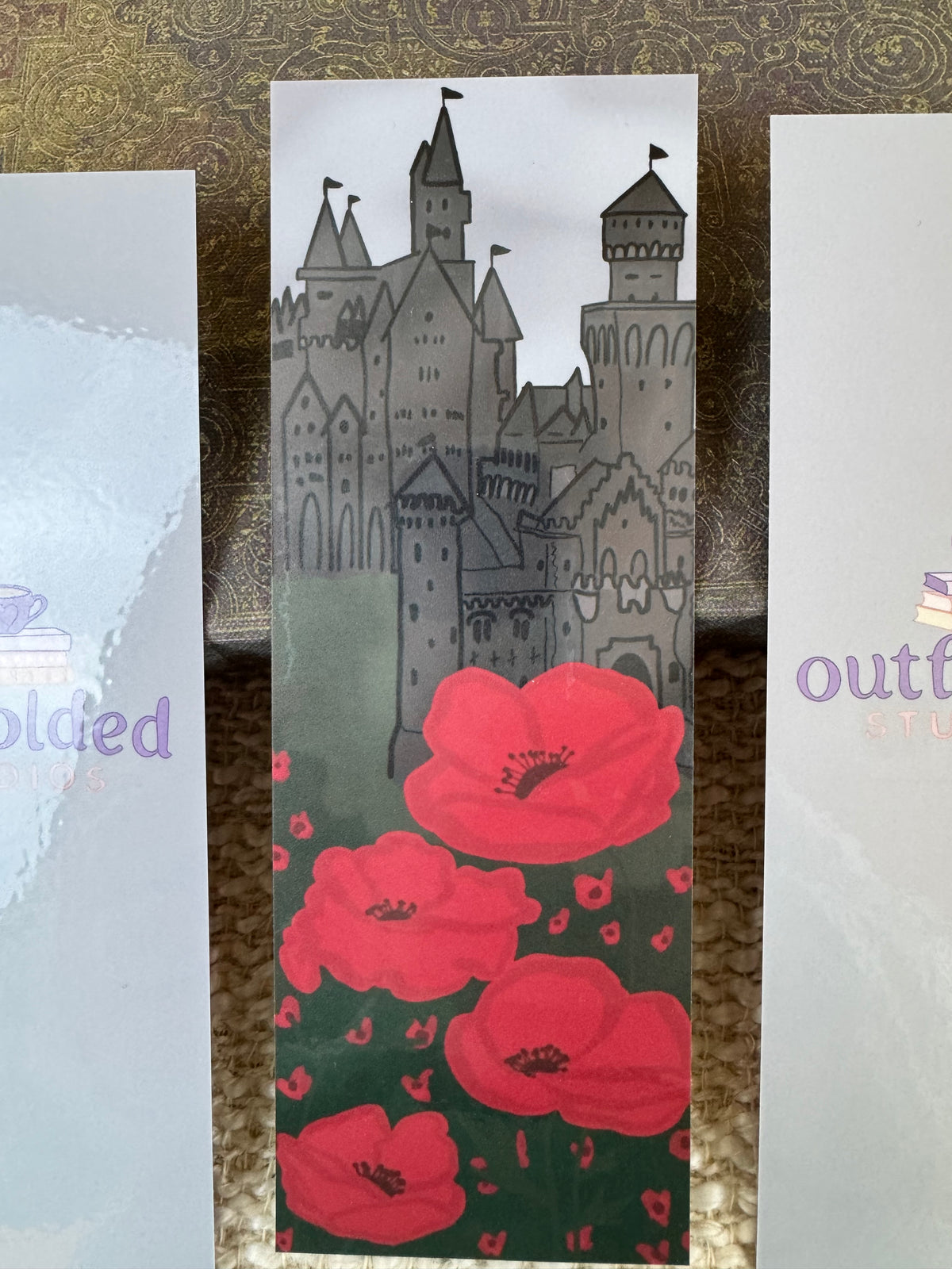 Dark Castle & Red Poppies Laminated Bookmark