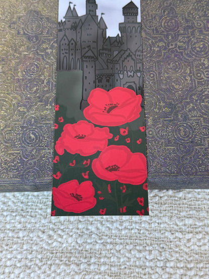 Dark Castle & Red Poppies Laminated Bookmark