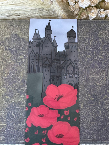 Dark Castle & Red Poppies Laminated Bookmark