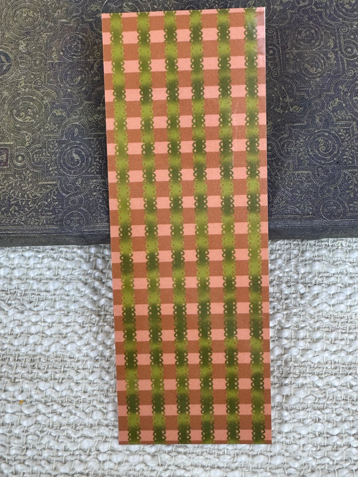 Retro Striped Bookmark | Burnt Orange & Greens