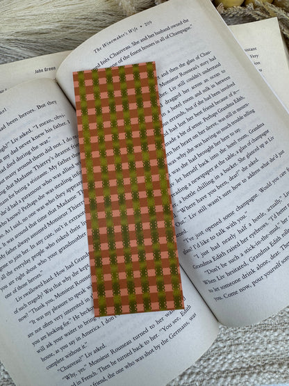 Retro Striped Bookmark | Burnt Orange & Greens