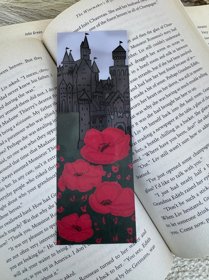 Dark Castle & Red Poppies Laminated Bookmark