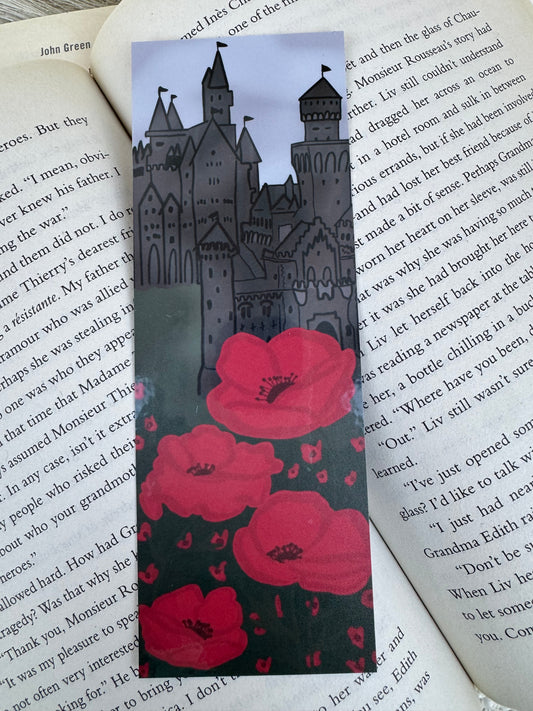 Dark Castle & Red Poppies Laminated Bookmark