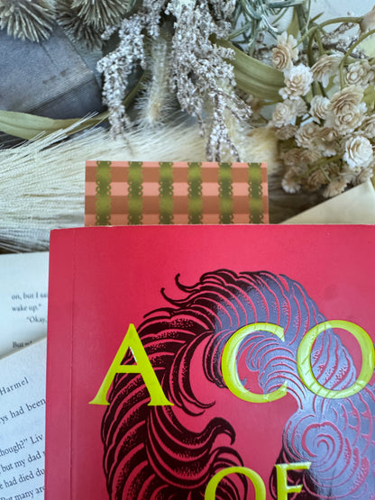 Retro Striped Bookmark | Burnt Orange & Greens
