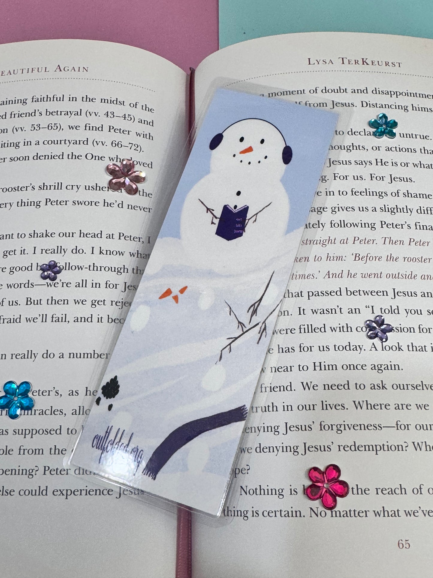 Building A Snowman Winter Bookmark - Snowman That Loves To Read