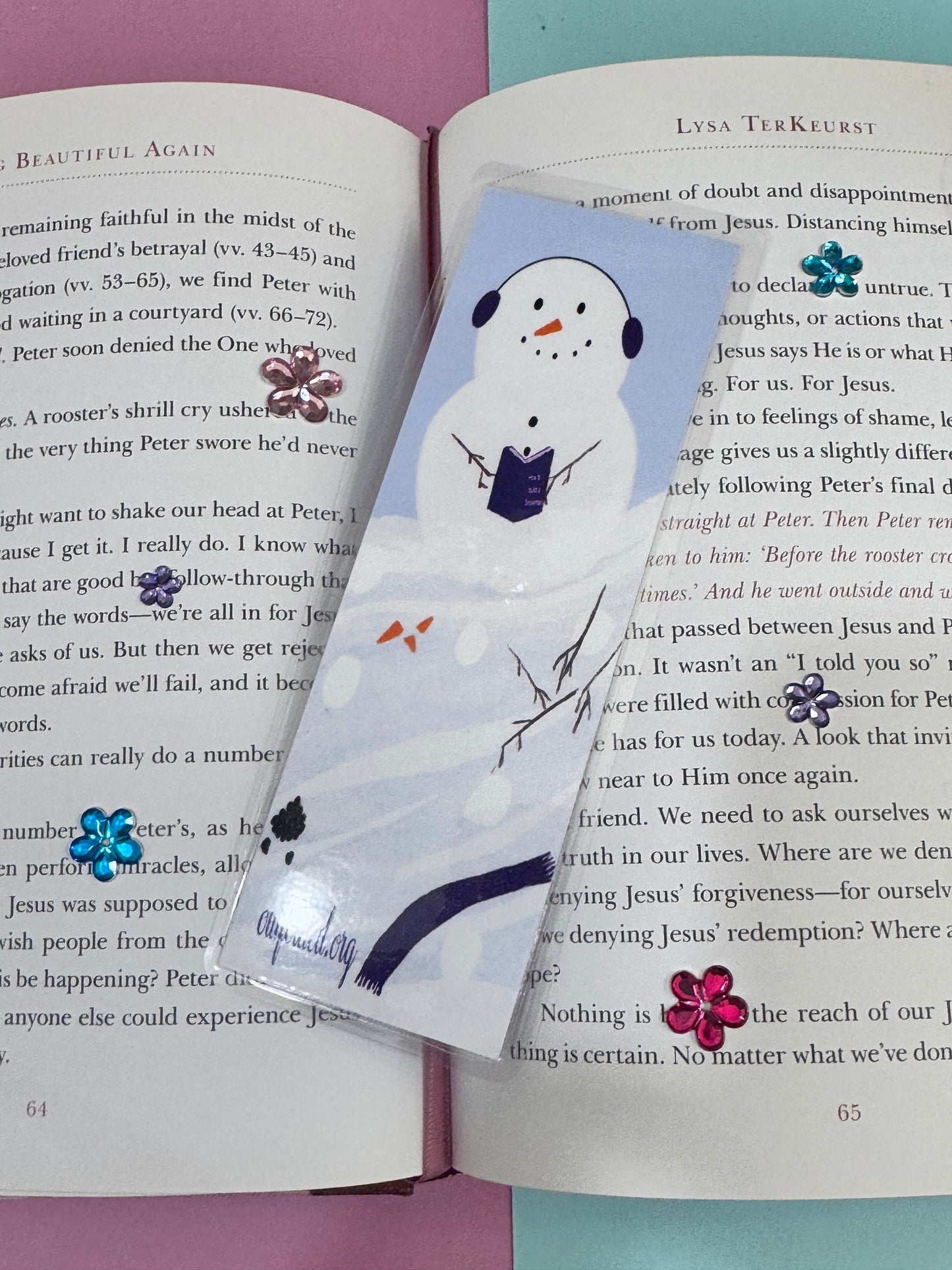 Building A Snowman Winter Bookmark - Snowman That Loves To Read