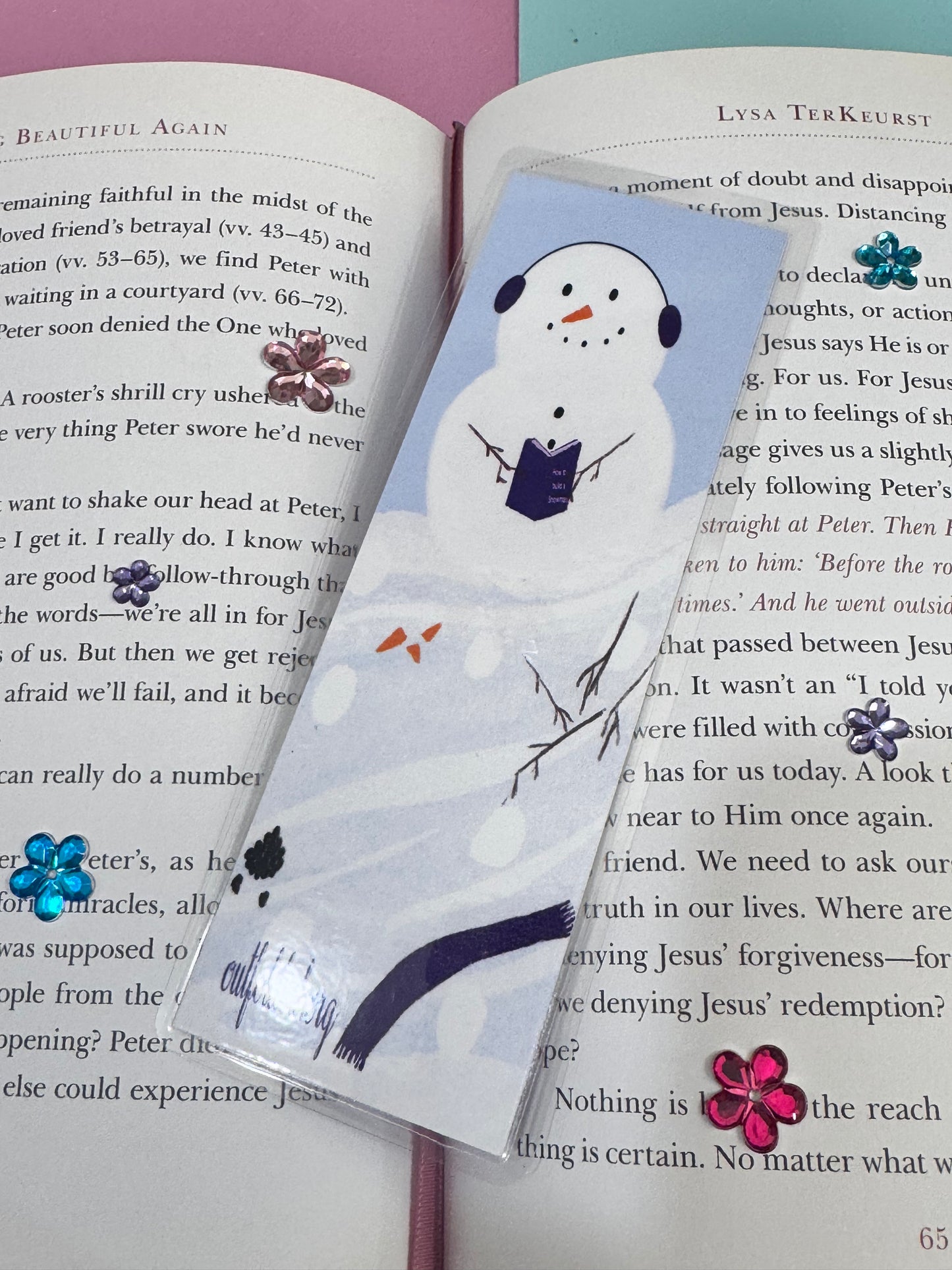 Building A Snowman Winter Bookmark - Snowman That Loves To Read